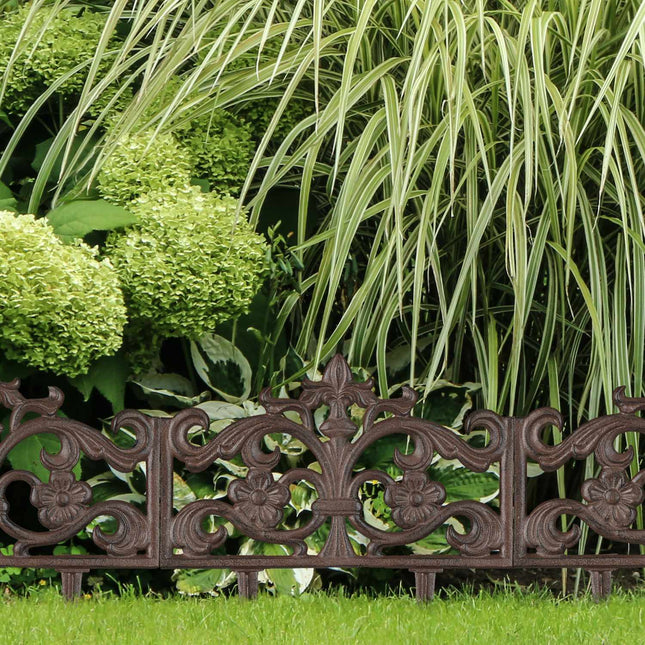 Antique Cast Iron Garden Fence, 4 Panels