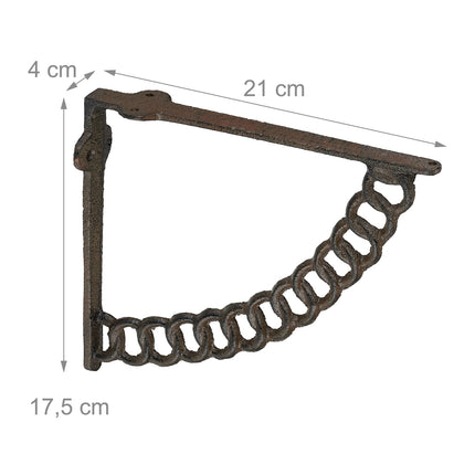 Antique Cast Iron Shelf Brackets, Chain Design, Set of 2