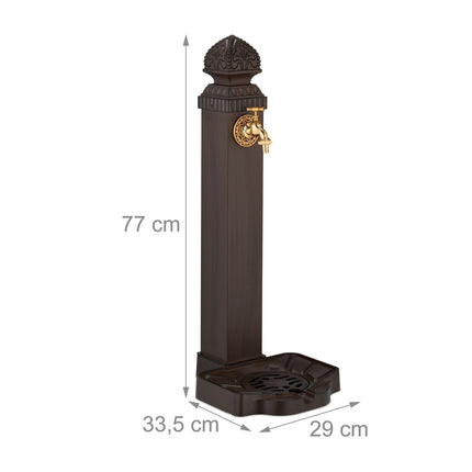 Antique Garden Column Fountain with Tap & Basin, 77 cm