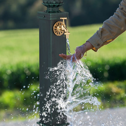 Antique Garden Fountain with Golden Tap, 80 cm