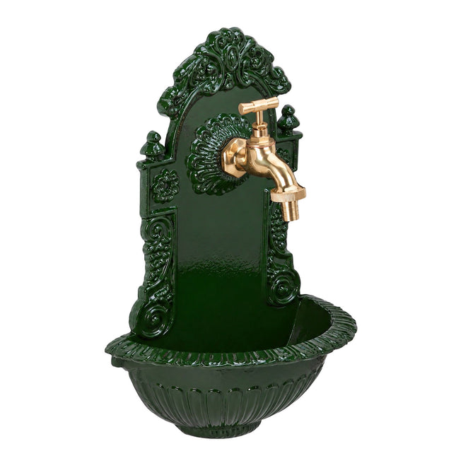 Antique Green Wall Fountain, Cast Aluminium Basin