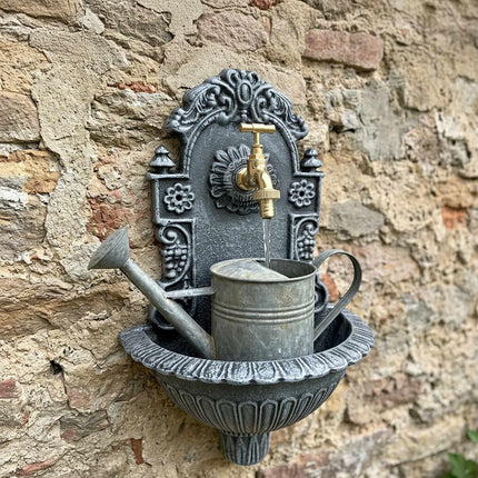 Antique Green Wall Fountain, Cast Aluminium Basin