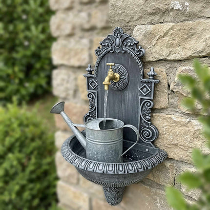 Antique Grey Wall Fountain, Cast Aluminium, XL