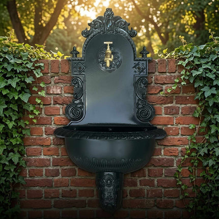 Antique Grey Wall Fountain, Cast Aluminium, XL