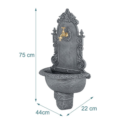Antique Grey Wall Fountain, Cast Aluminium, XL