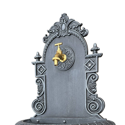 Antique Grey Wall Fountain, Cast Aluminium, XL