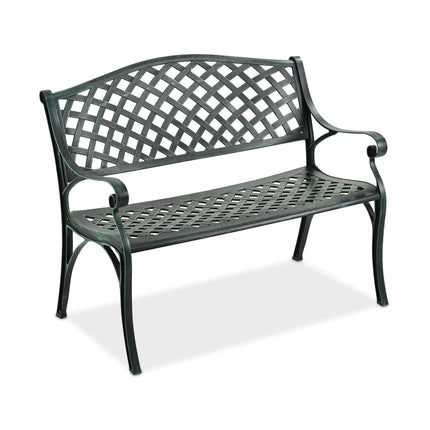 Antique Metal Garden Bench, Black & Green