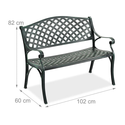 Antique Metal Garden Bench, Black & Green