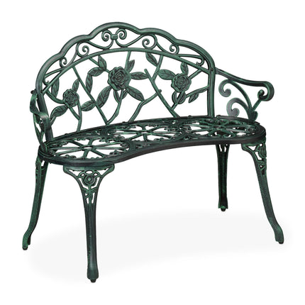 Antique Style Outdoor Garden Bench with Rose Design