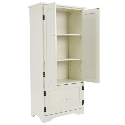 Antique Wood Highboard with Adjustable Shelves