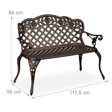 Antique style garden bench with roses