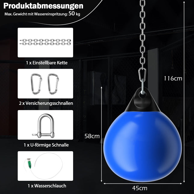 Worek bokserski Aqua 45cm, 50kg z regulowanym łańcuchem
