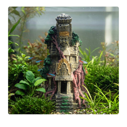 Aquarium Temple Ornament, Polyresin Cave Hideaway