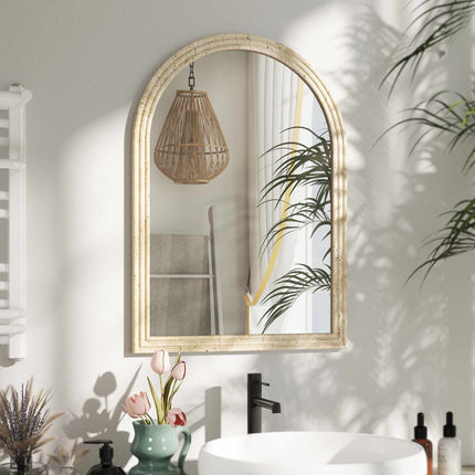 Arched Wall Mirror, Beige, 50 x 70 cm, Polystyrene Frame