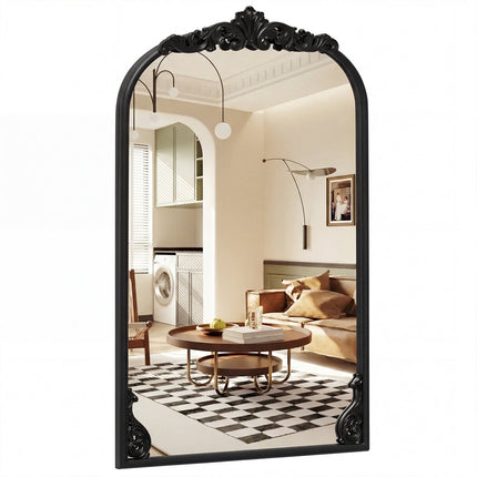 Arched Wall Mirror with Baroque Gold Ornate Frame