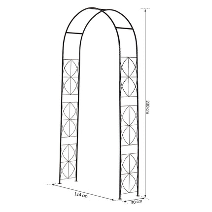 Metal Garden Arch Trellis, Black, 114x30x230 cm