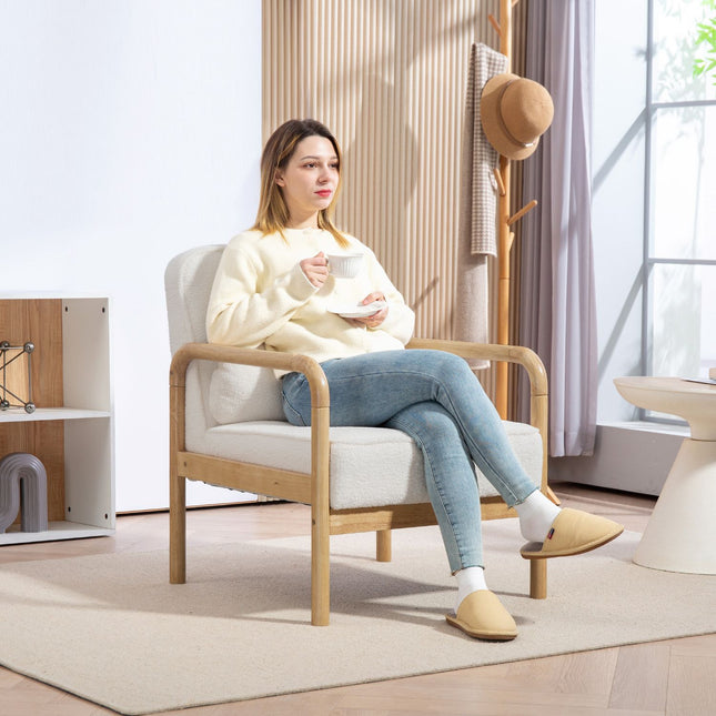 White Bouclé upholstered armchair - Relaxation & reading