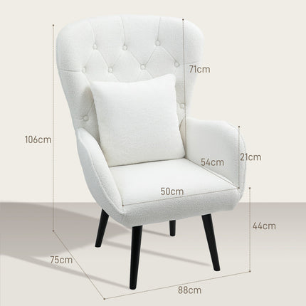 Armchair Lounge chair with Teddy fabric and lumbar support