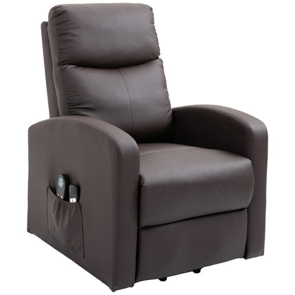 Electric massage chair, lie down with standing support, brown