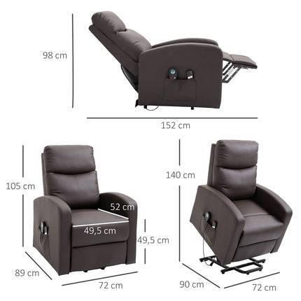 Electric massage chair, lie down with standing support, brown