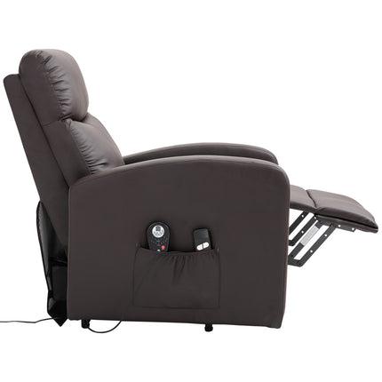 Electric massage chair, lie down with standing support, brown