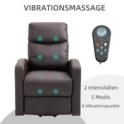 Electric massage chair, lie down with standing support, brown