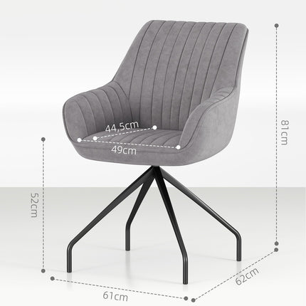 Swivel Velvet Armchair with metal legs, dark grey