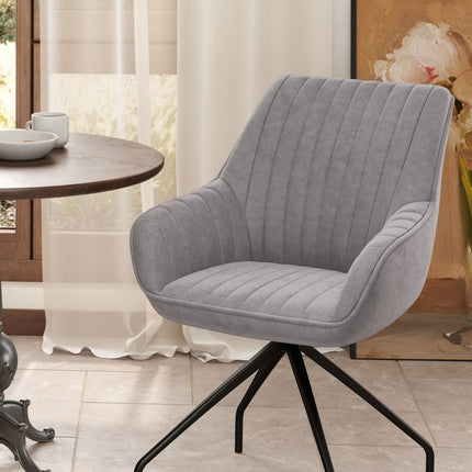 Swivel Velvet Armchair with metal legs, dark grey