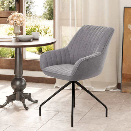 Swivel Velvet Armchair with metal legs, dark grey