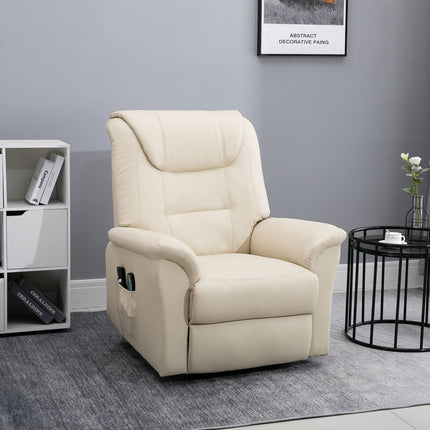 Electric recliner with heating, adjustable and cream colored artificial leather