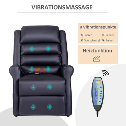 Reclining massage chair with standing aid and USB port