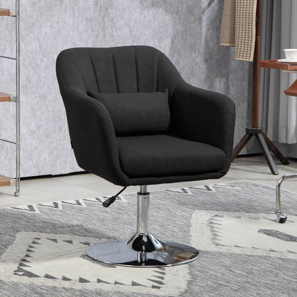 Adjustable black lounge chair - metal frame, armrests, cushion