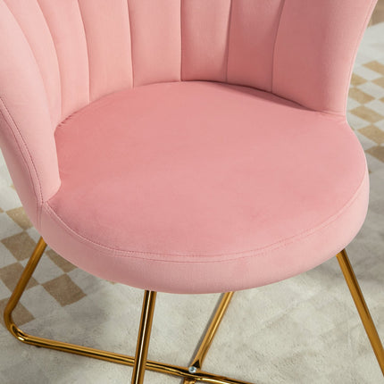 Pink Velvet Lounge Chair – Armrest, metal legs, upholstered
