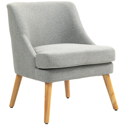 Light gray relaxation armchair in linen style with armrests