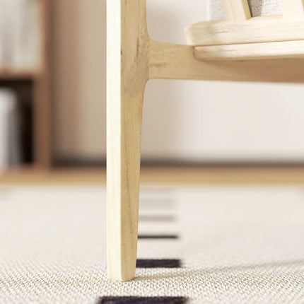Beige armchair in linen look with wooden legs and removable cushions