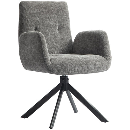 Dark gray swivel armchair - modern upholstery, steel legs