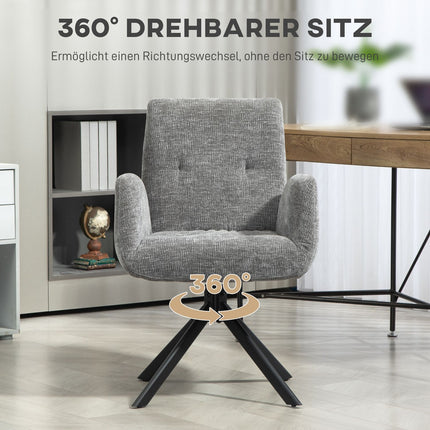 Dark gray swivel armchair - modern upholstery, steel legs