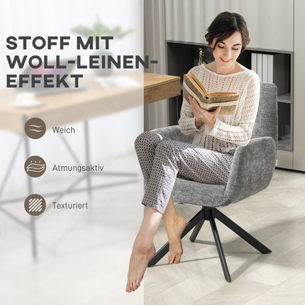 Dark gray swivel armchair - modern upholstery, steel legs