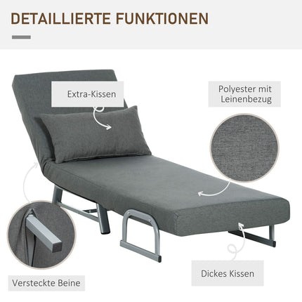 Armchair, upholstered armchair, convertible to guest bed, ergonomic, dark grey