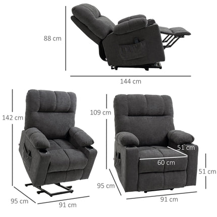 Electric armchair with massage, heating, dark grey