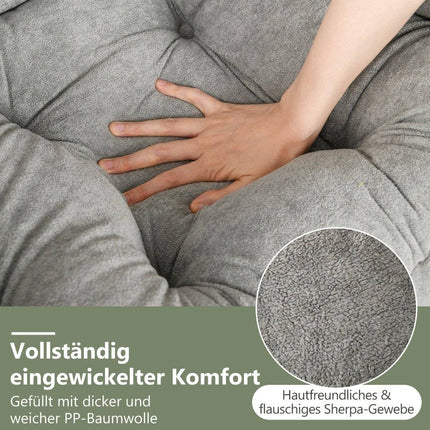 Armchair with stool & armrests & side pocket & double-sided footrest relaxation chair gray
