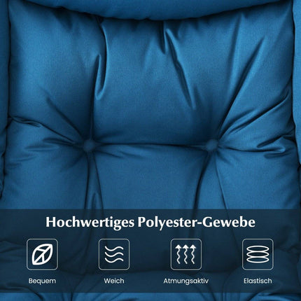 Armchair with stool & armrests & side pocket & footrest relaxation chair wing chair blue