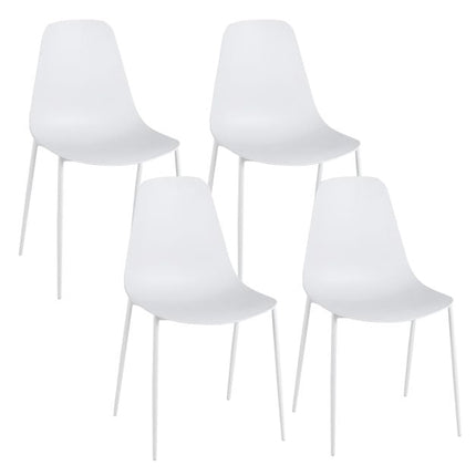 Armless Dining Chair Set of 4, Metal Legs, Anti-Slip Pads, Black/White