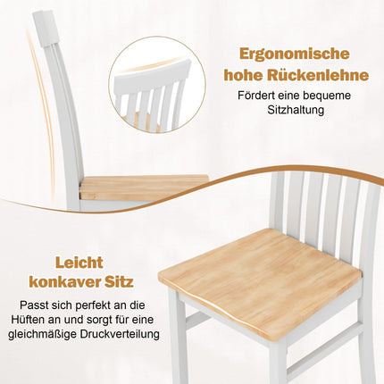 Armless Dining Chairs Set of 2, Ergonomic Back, Wood