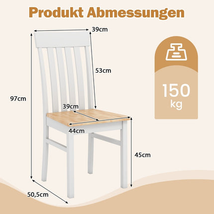 Armless Dining Chairs Set of 2, Ergonomic Back, Wood