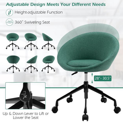 Armless Office Chair, Swivel, Adjustable Height, Linen