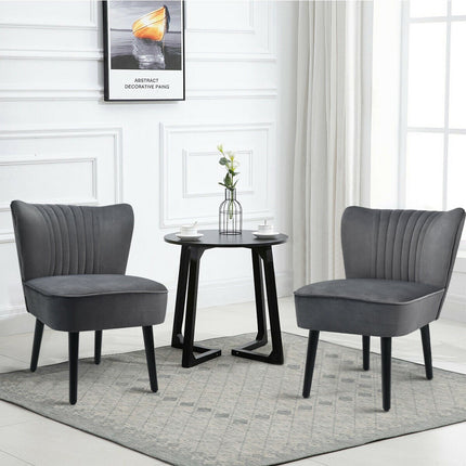Armless Upholstered Accent Chairs, Set of 2, Gray