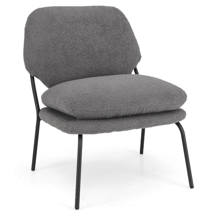 Armless accent chair with teddy fleece cover & high back armchair leisure chair