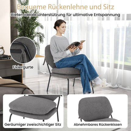 Armless accent chair with teddy fleece cover & high back armchair leisure chair