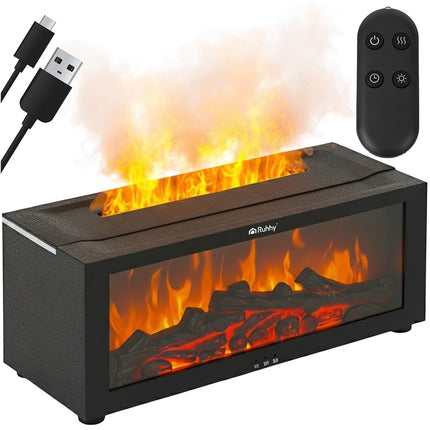 Aroma Diffuser 150 ml with LED Fireplace Flame Effect, Remote Control, Timer